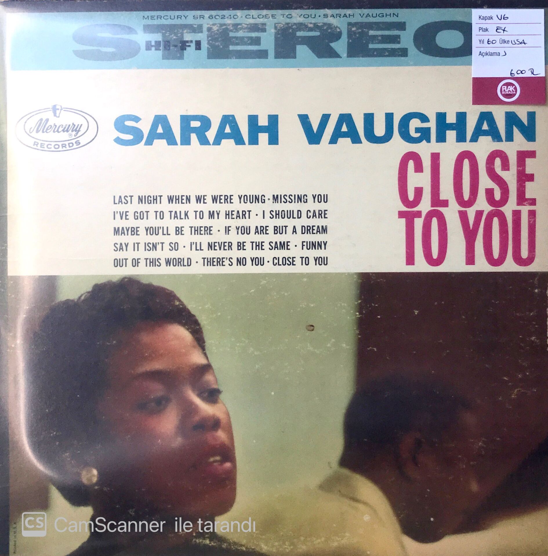 Sarah Vaughan / Close To You LP