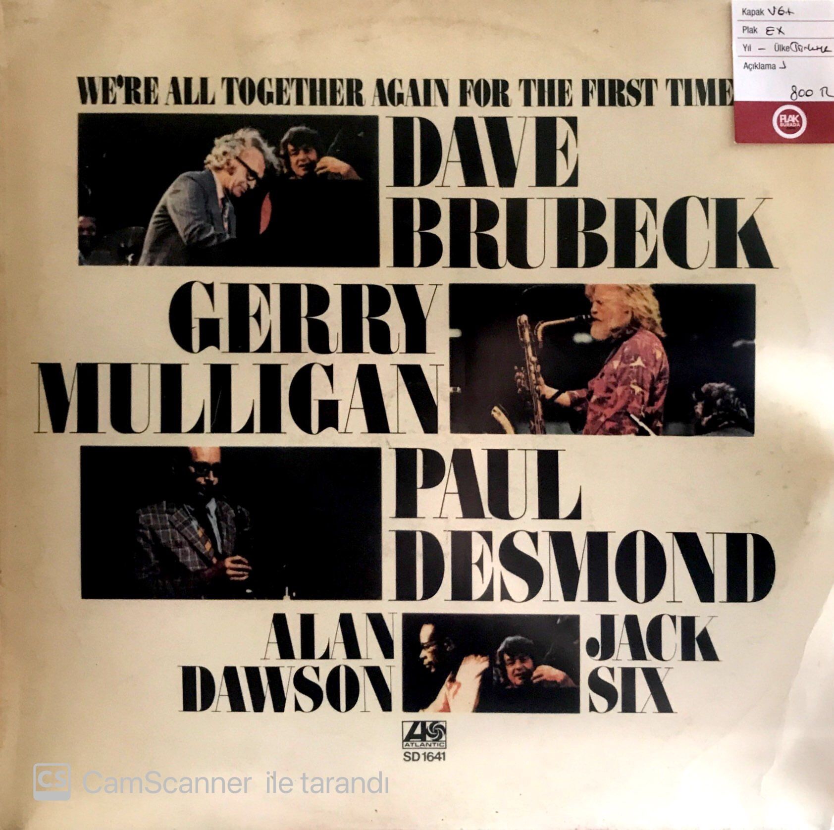 We're All Together Again For The First Time Dave Brubeck - Gerry Mulligan - Paul Desmond - Alan Dawson - Jack Six LP