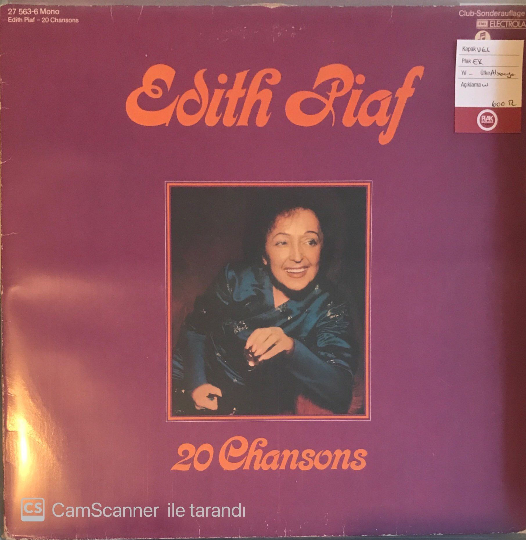 Edith Piaf - 20 Chansons LP