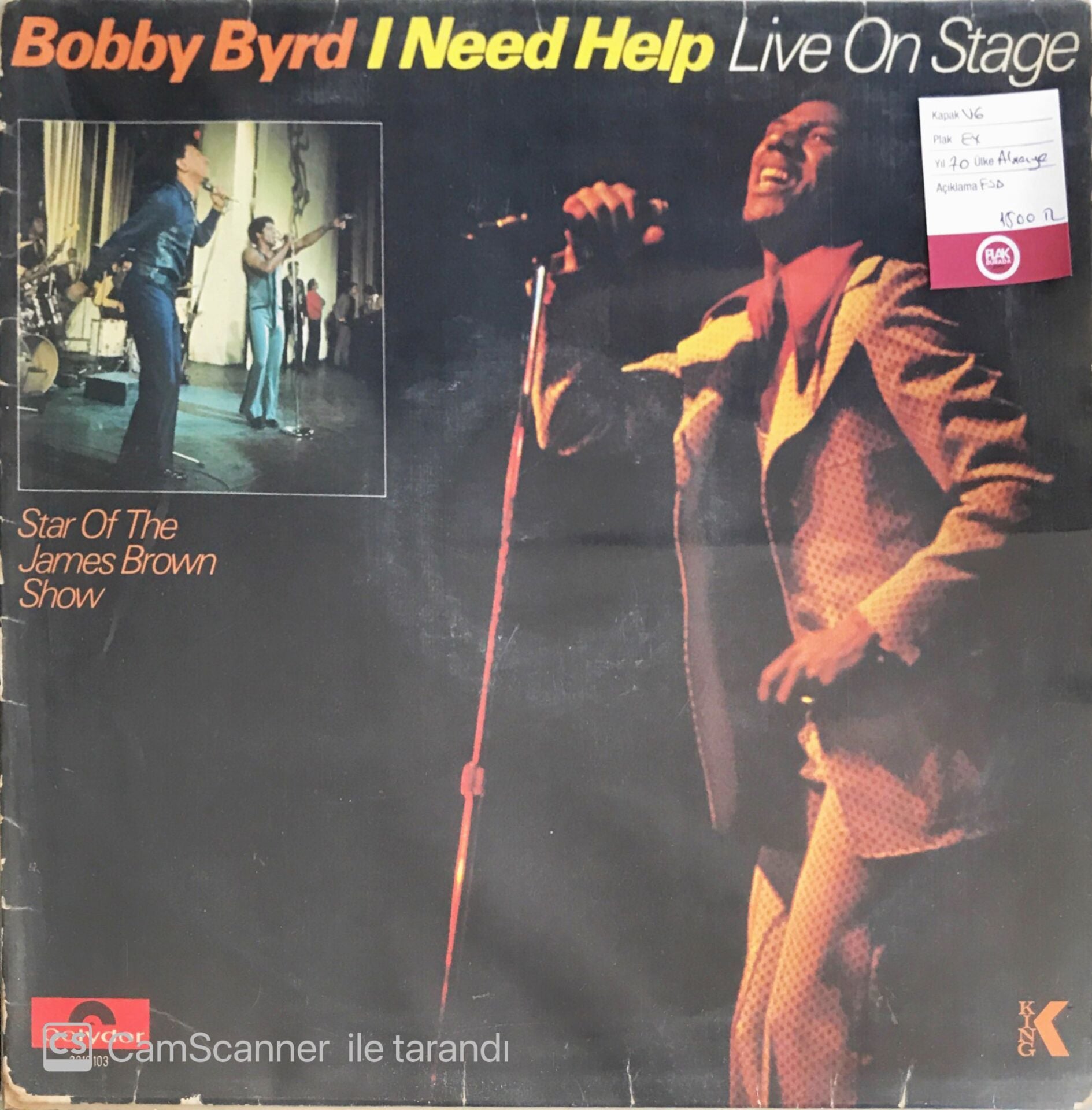 Bobby Byrd - I Need Help Live On Stage - LP