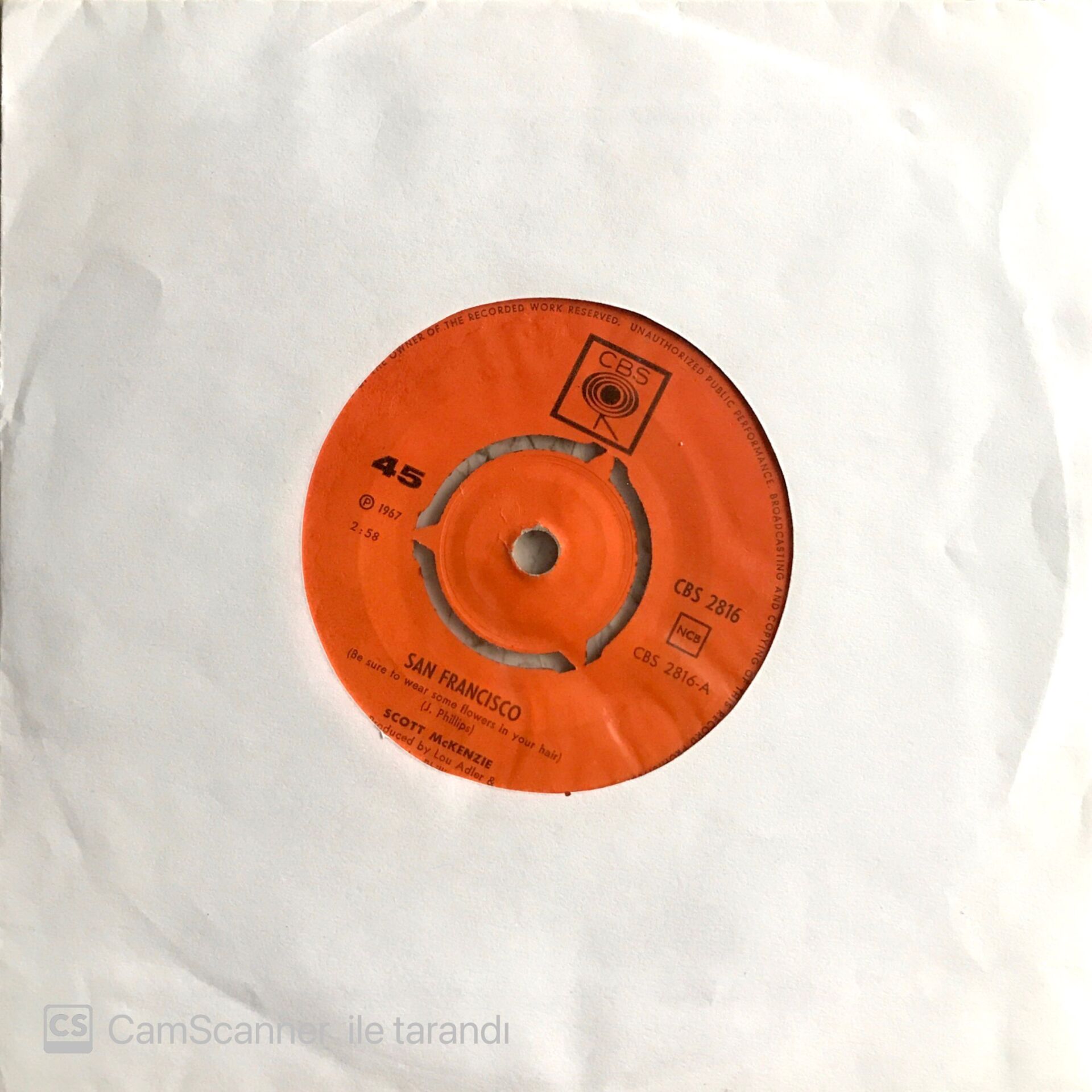 Scott McKenzie / San Francisco 45'lik