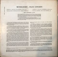 Mendelssohn Piano Concerti No. 1 In G Minor Op.25 LP