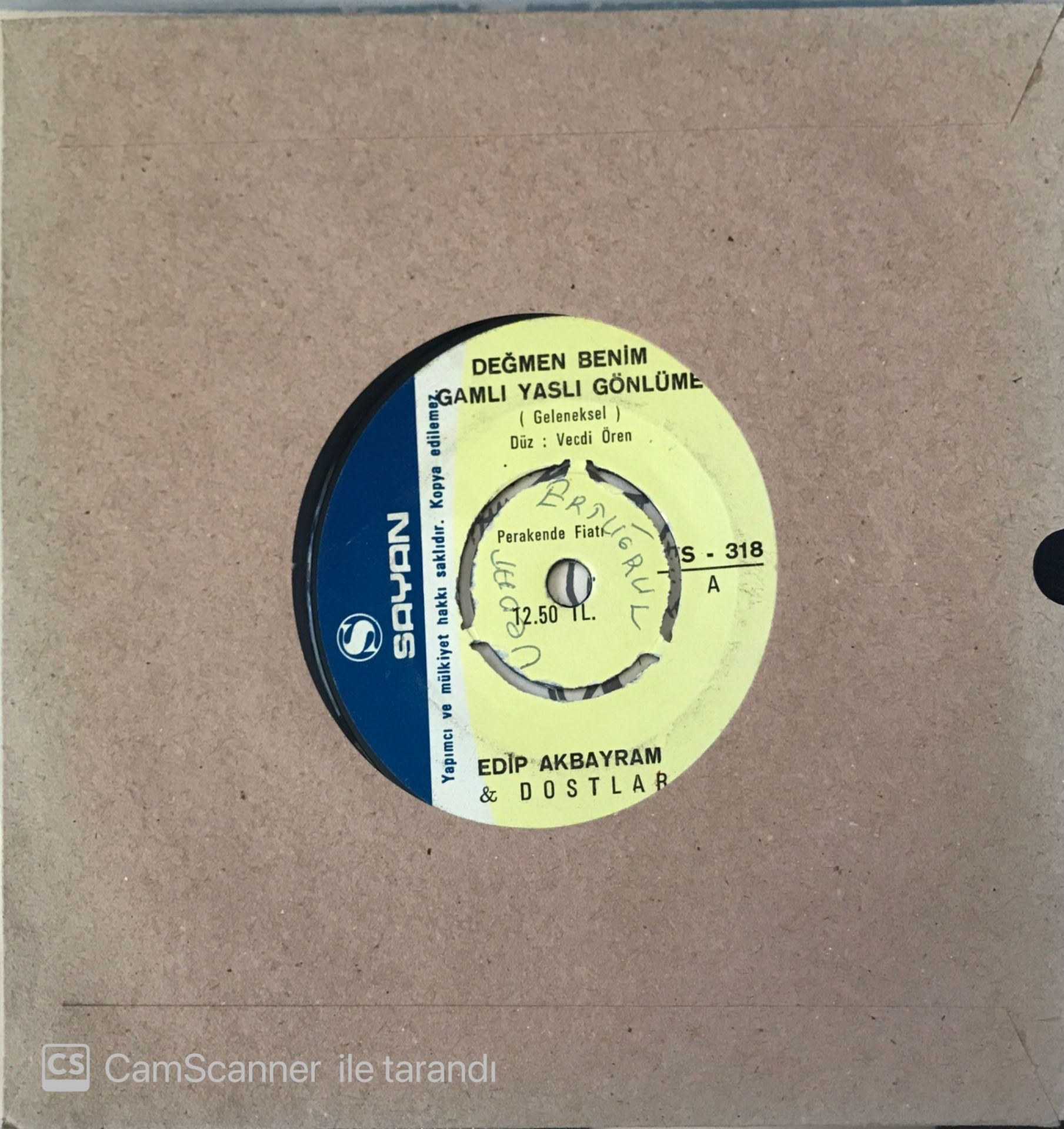 Edip Akbayram & Dostlar Değmen Benim Gamlı Yaslı Gönlüme 45lik