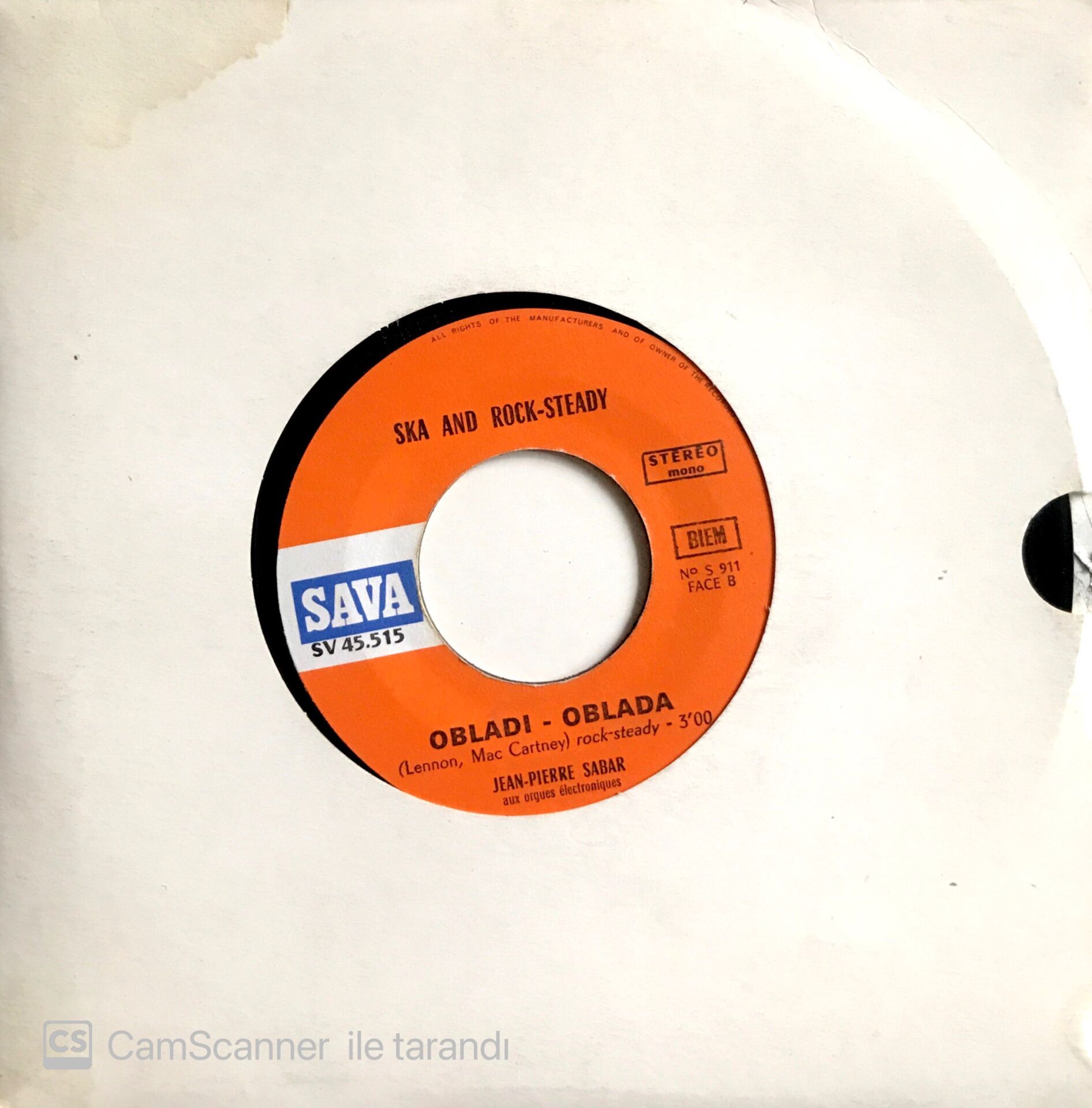 Jean Pierre Sabar / A - La - Ska 45'lik