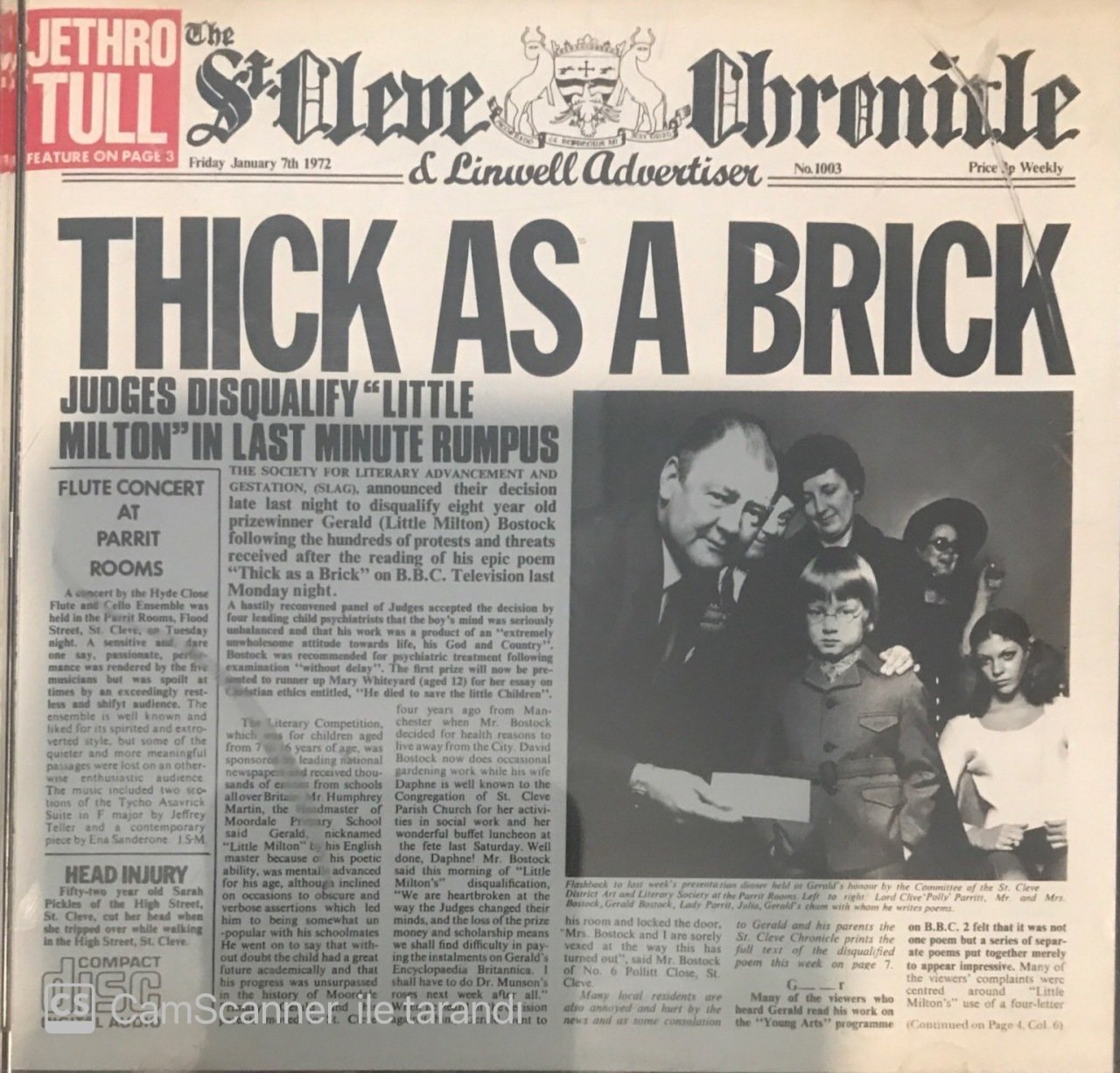 Jethro Tull Thick As A Back CD