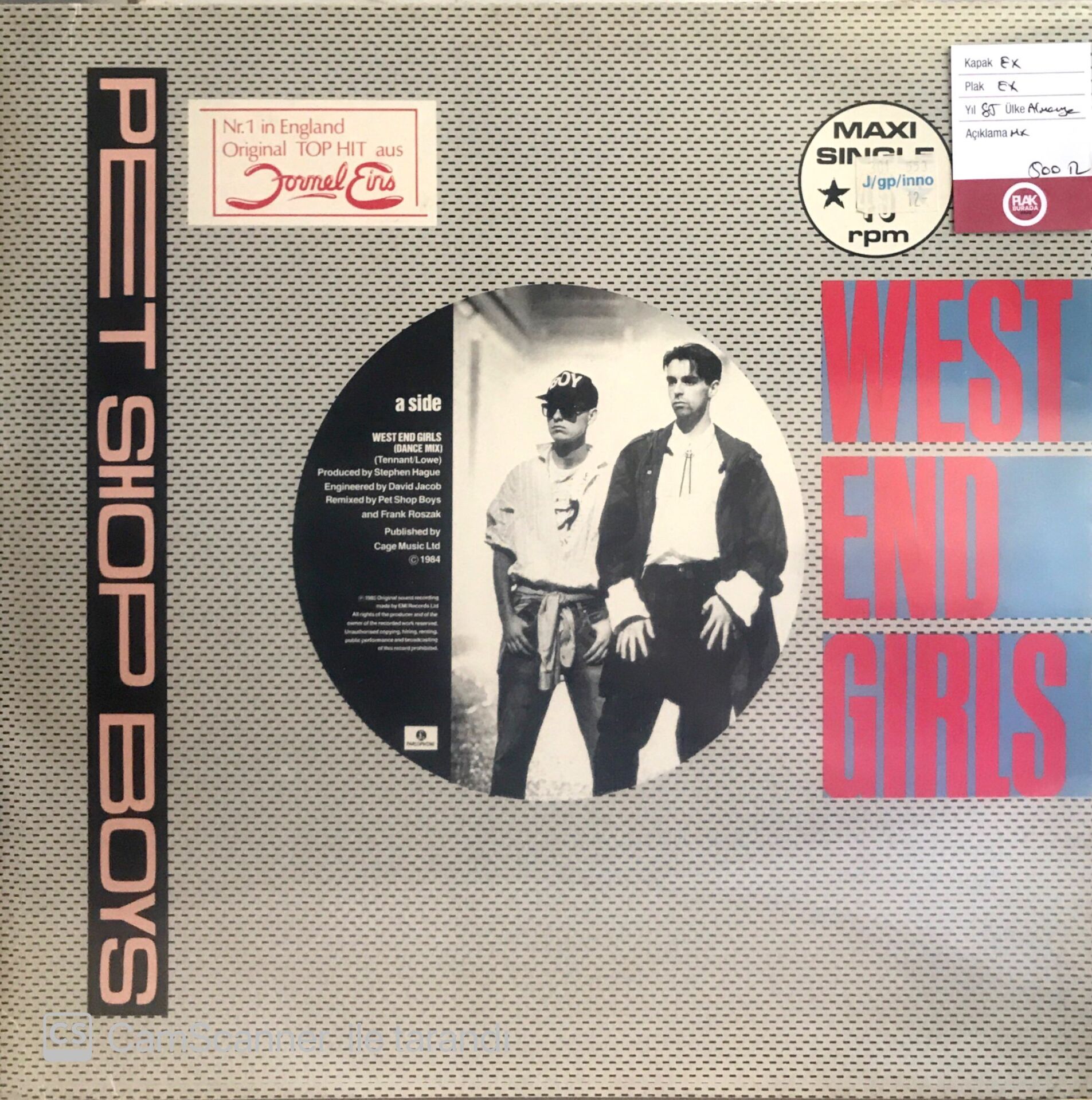 Pet Shop Boys / West End Girls Maxi Single LP