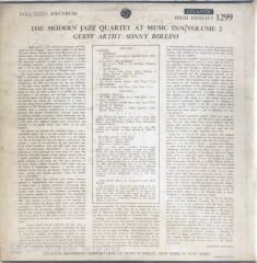 The Modern Jazz Quartet At Music Inn - Guest Artist:Sonny Rollins - LP
