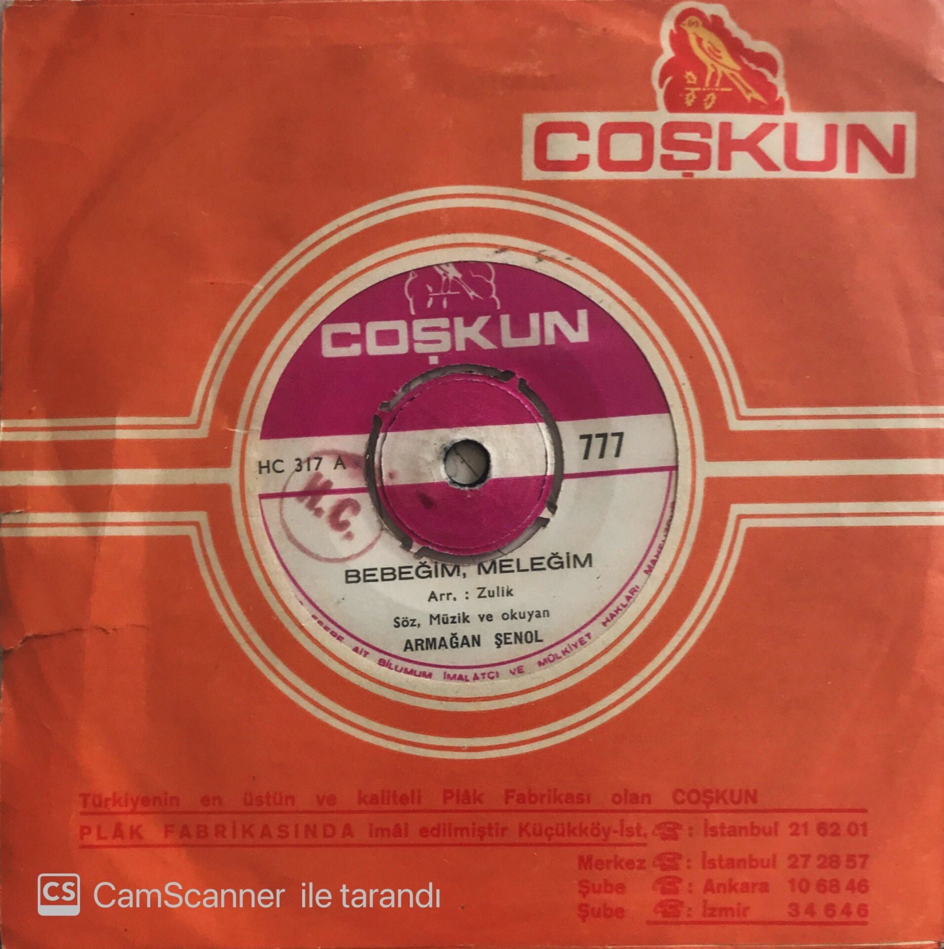 Armağan Şenol - Bebeğim Meleğim/Kalbinde Bir Ben Olsam - 45'LİK