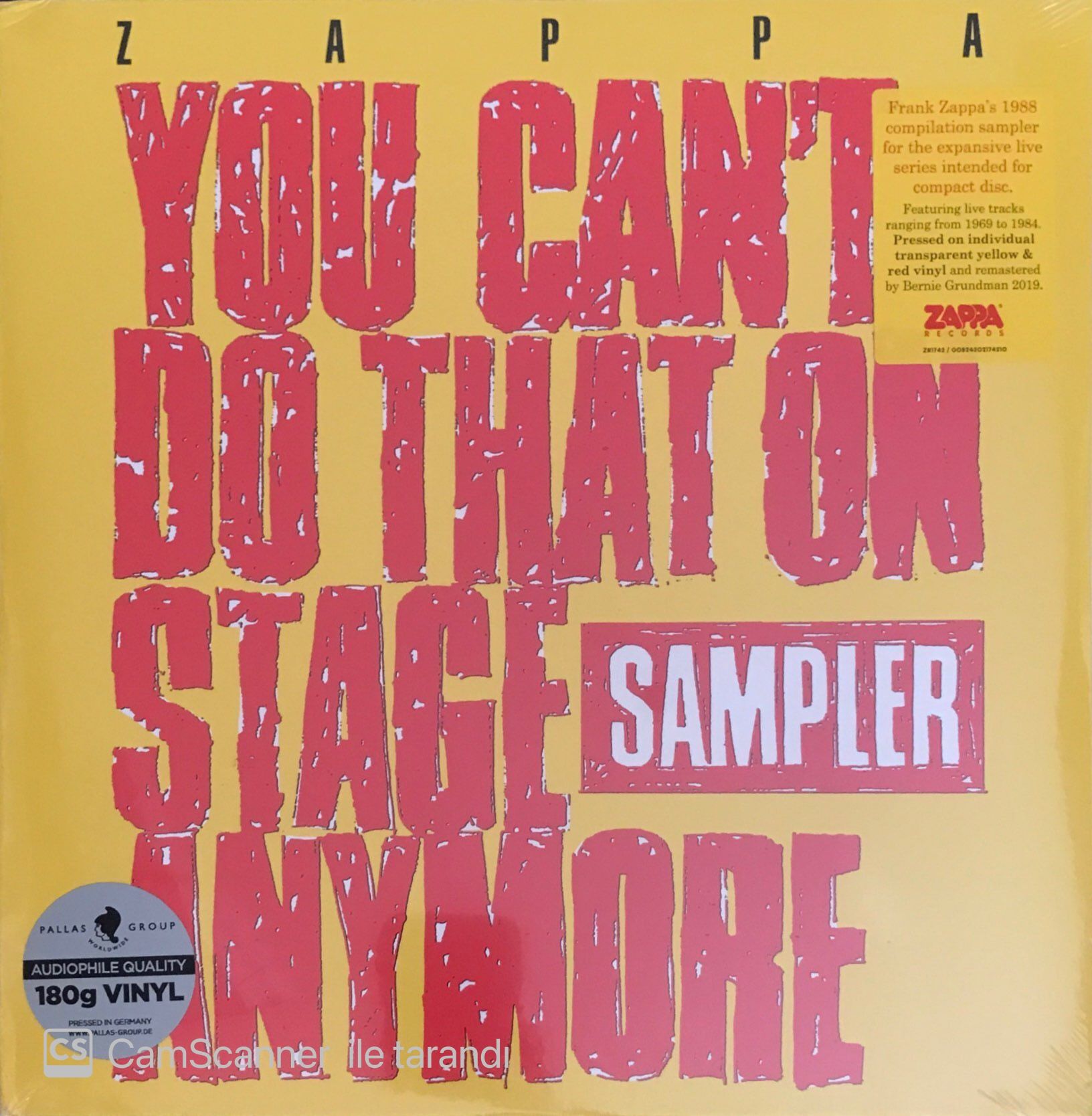 Frank Zappa You Can't Do That On Stage Anymore LP