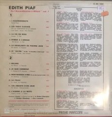 Edith Piaf 1 De L'accordeoniste A Milord LP
