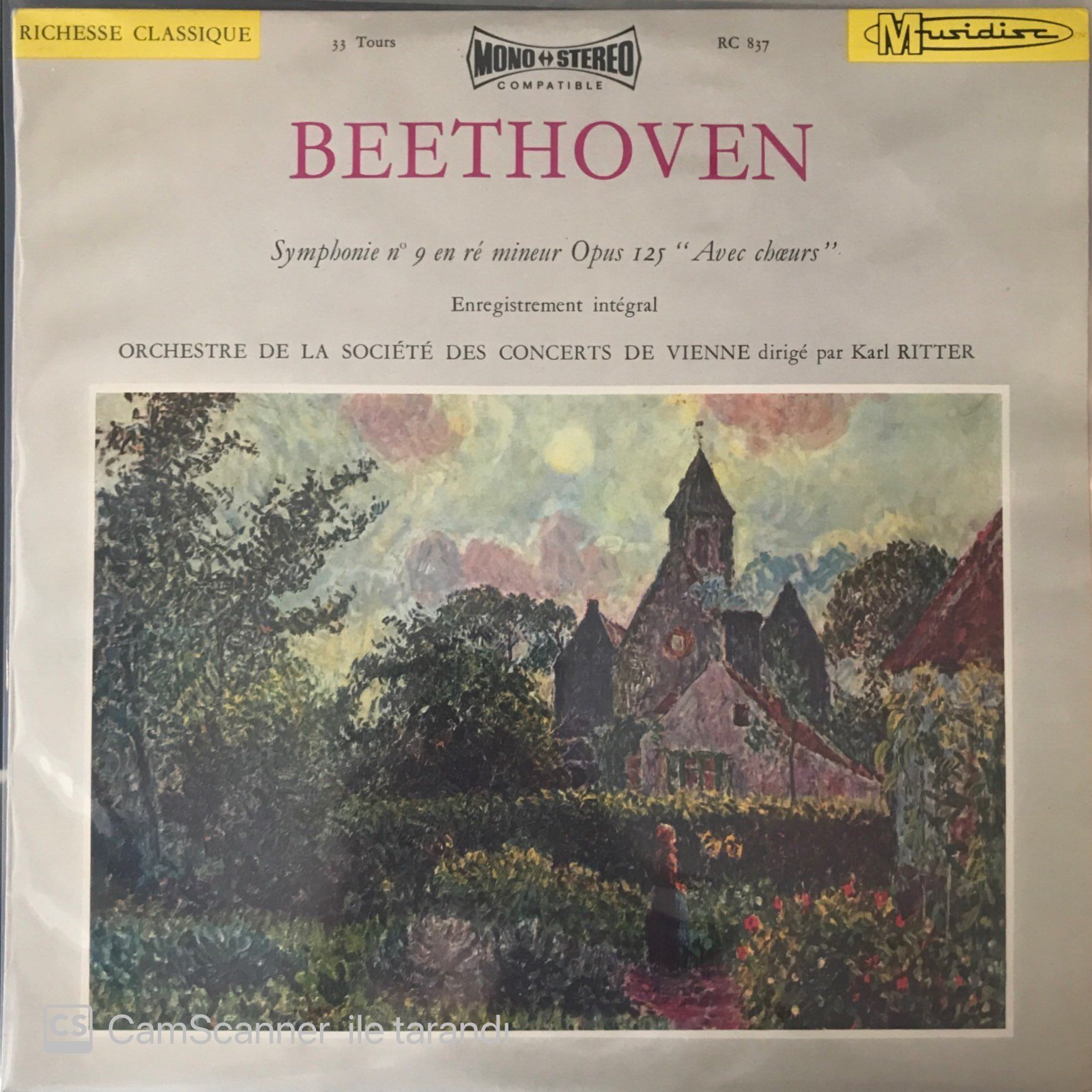 Beethoven Symphonie n' 9 En Re' Mineur Opus 125 'Avec Choeurs' LP