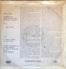 Frederic Chopin Concerto No. 1 En Mi Mineur Op. 11 LP