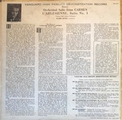 Bizet Orchestral Suite From Carmen L'arlesienne Suite No 1 LP