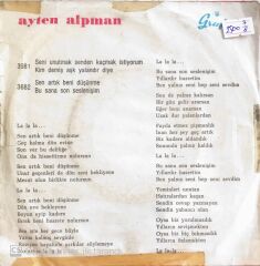 Ayten Alpman - Sen Artık Beni Düşünme/Bu Sana Son Seslenişim - 45'lik