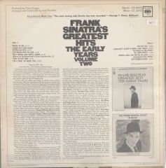 Frank Sinatra's Greatest Hits Early Years Volume Two LP
