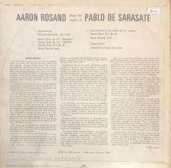 Aaron Rosand Plays The Music Of Pablo De Sarasate LP