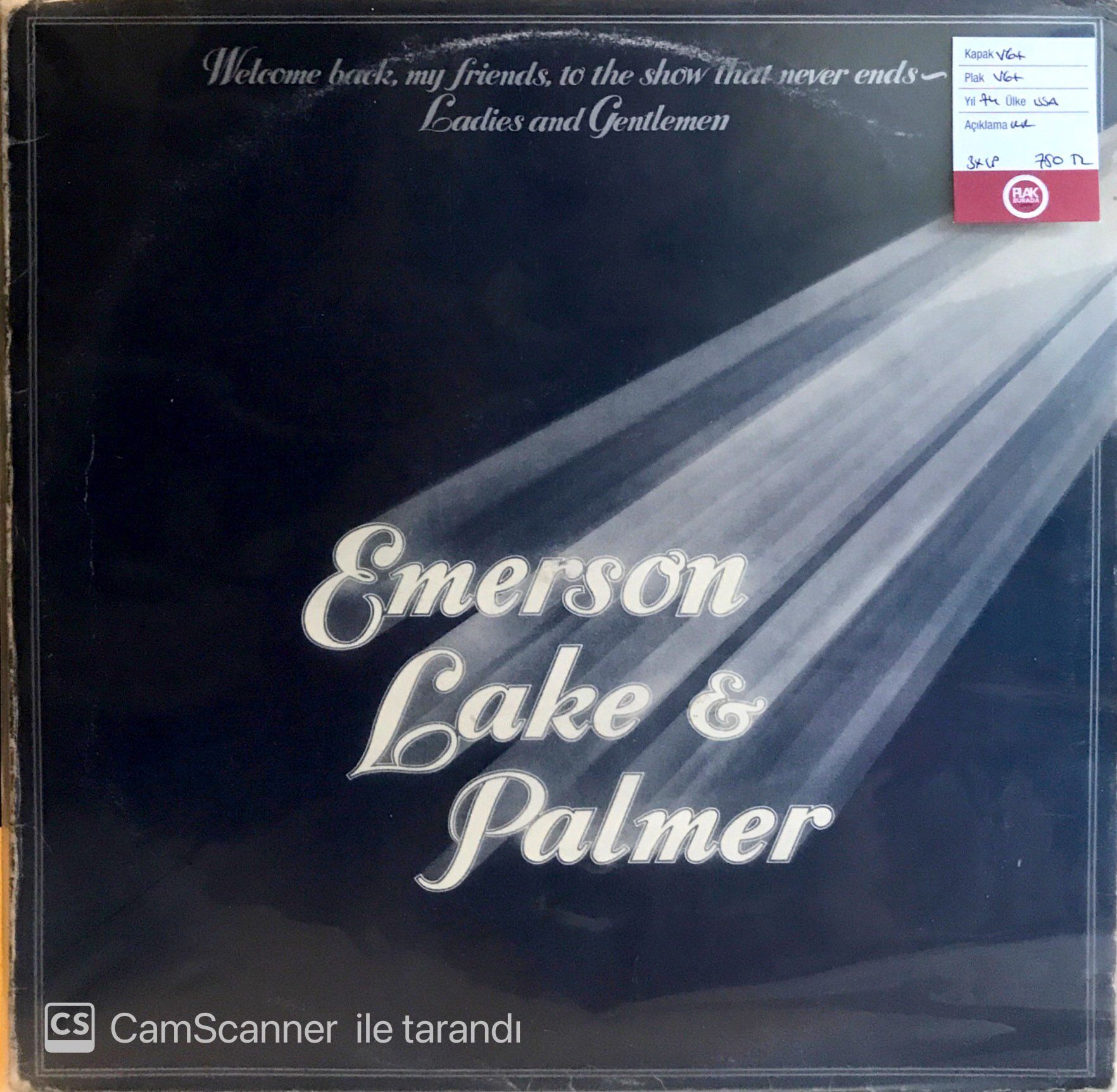 Emerson Lake & Palmer Welcoma Back My Friends To The Show That Never Ends 3'lü LP
