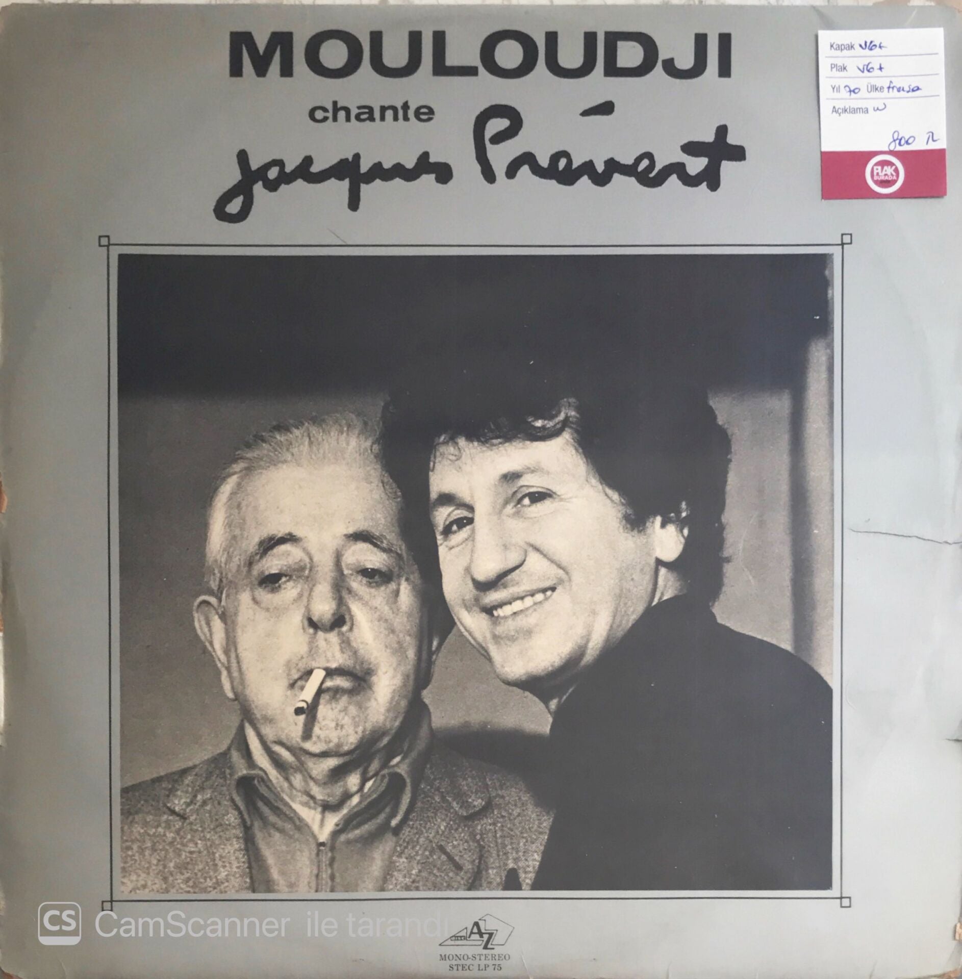 Mouloudji Chante Jacques Prevert - LP