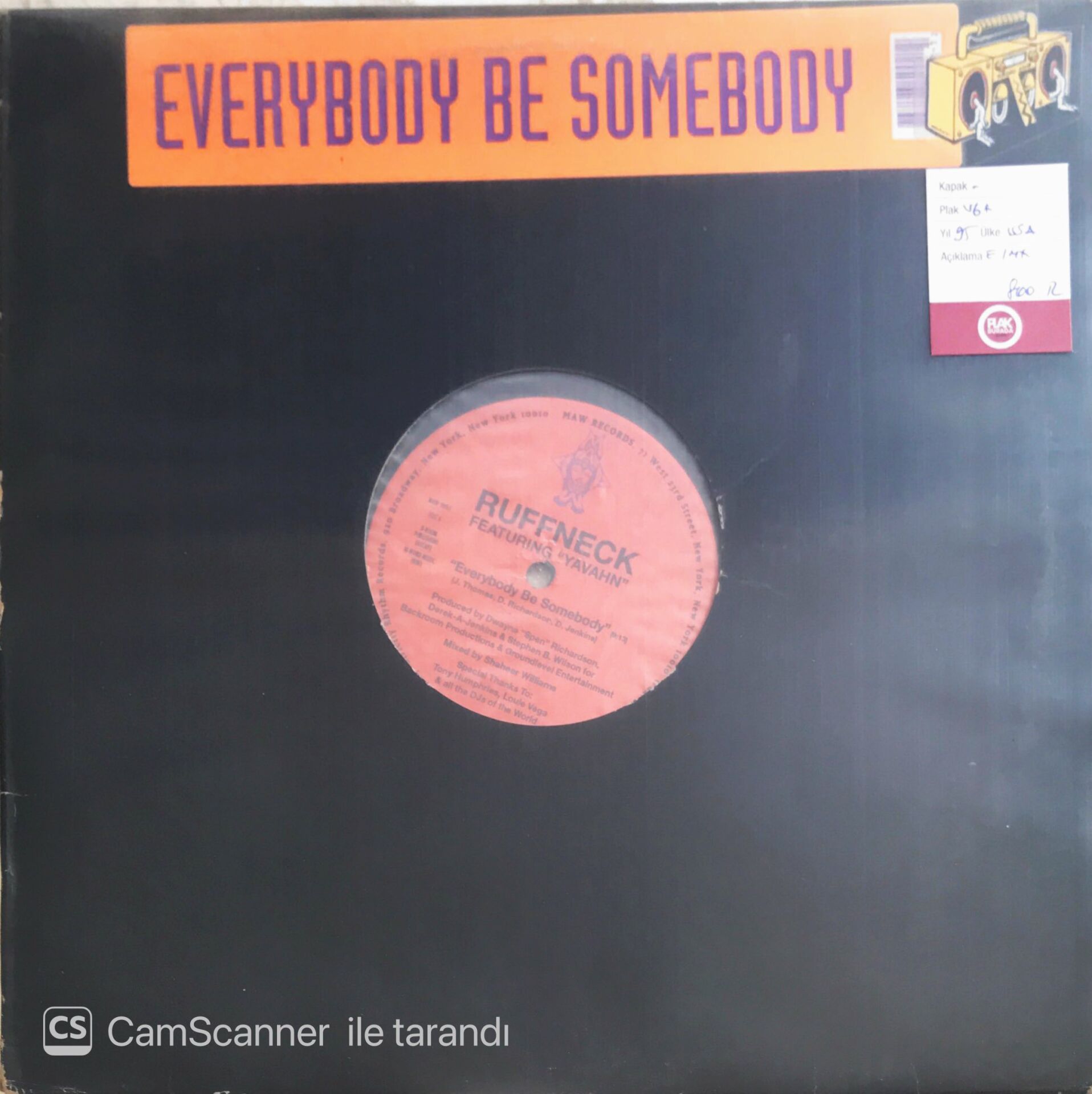 Ruffneck Ft. ''Yavahn'' - Everybody Be Somebody (Maxi Single) - LP
