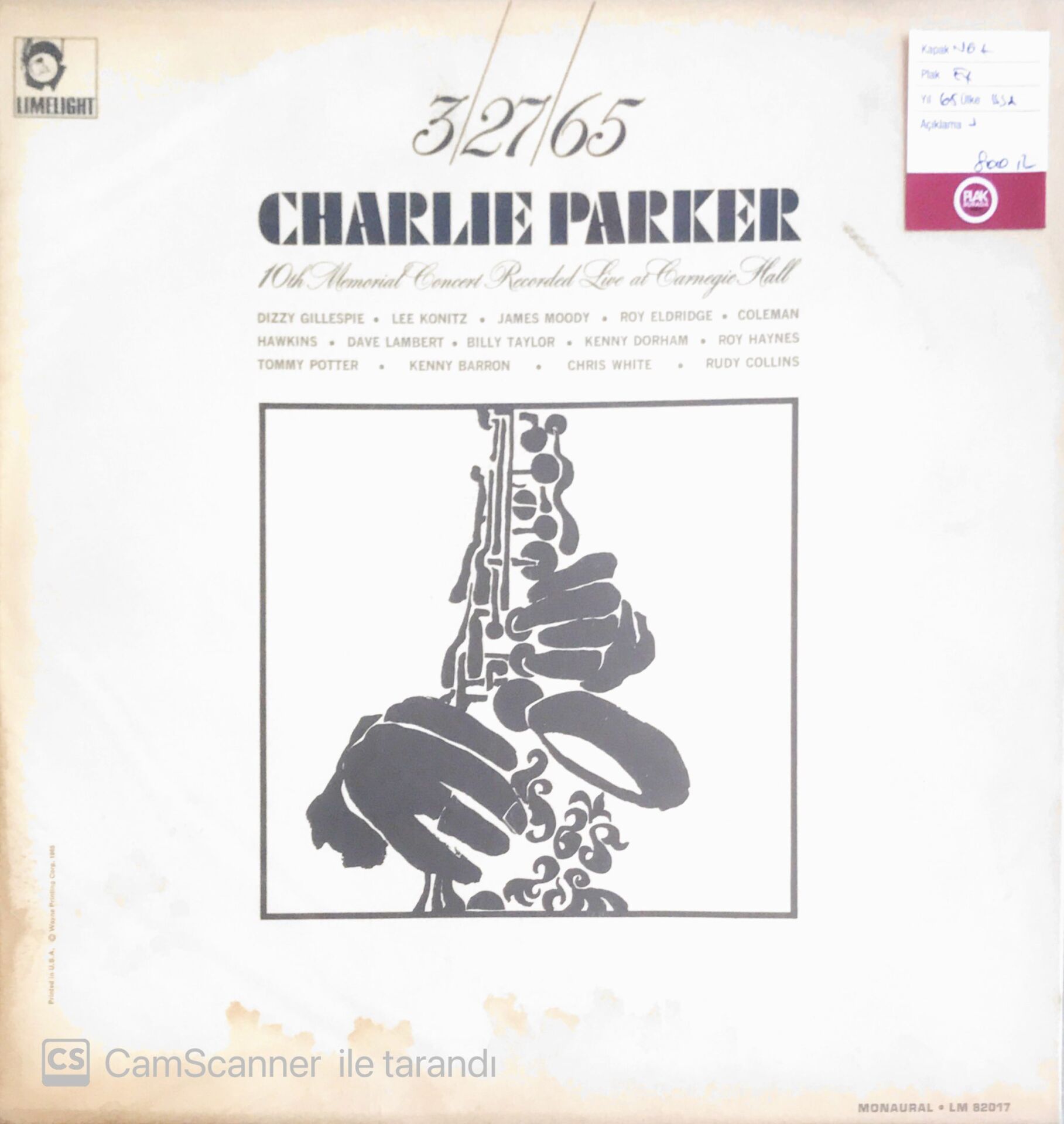 3/27/65 Charlie Parker 10th Memorial Concert - LP