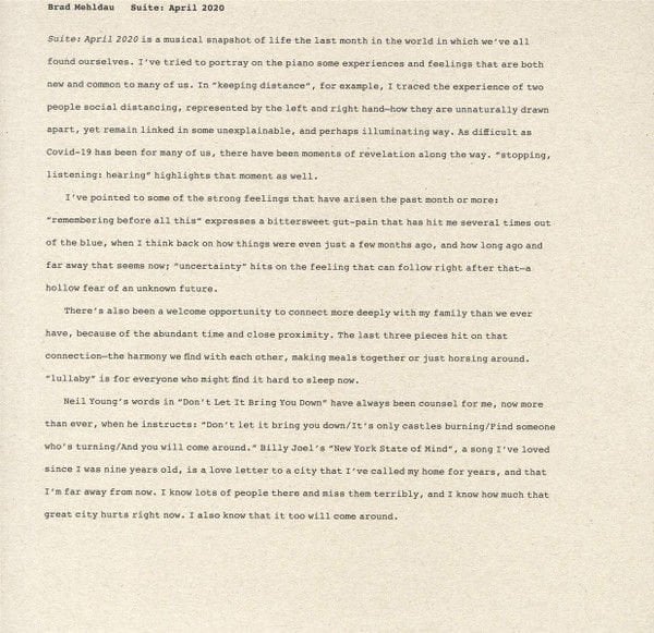 Brad Mehldau – Suite: April 2020 LP