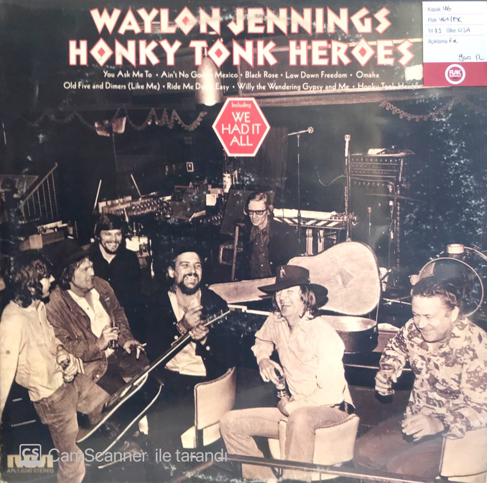 Waylon Jennings / Honky Tonk Heroes LP