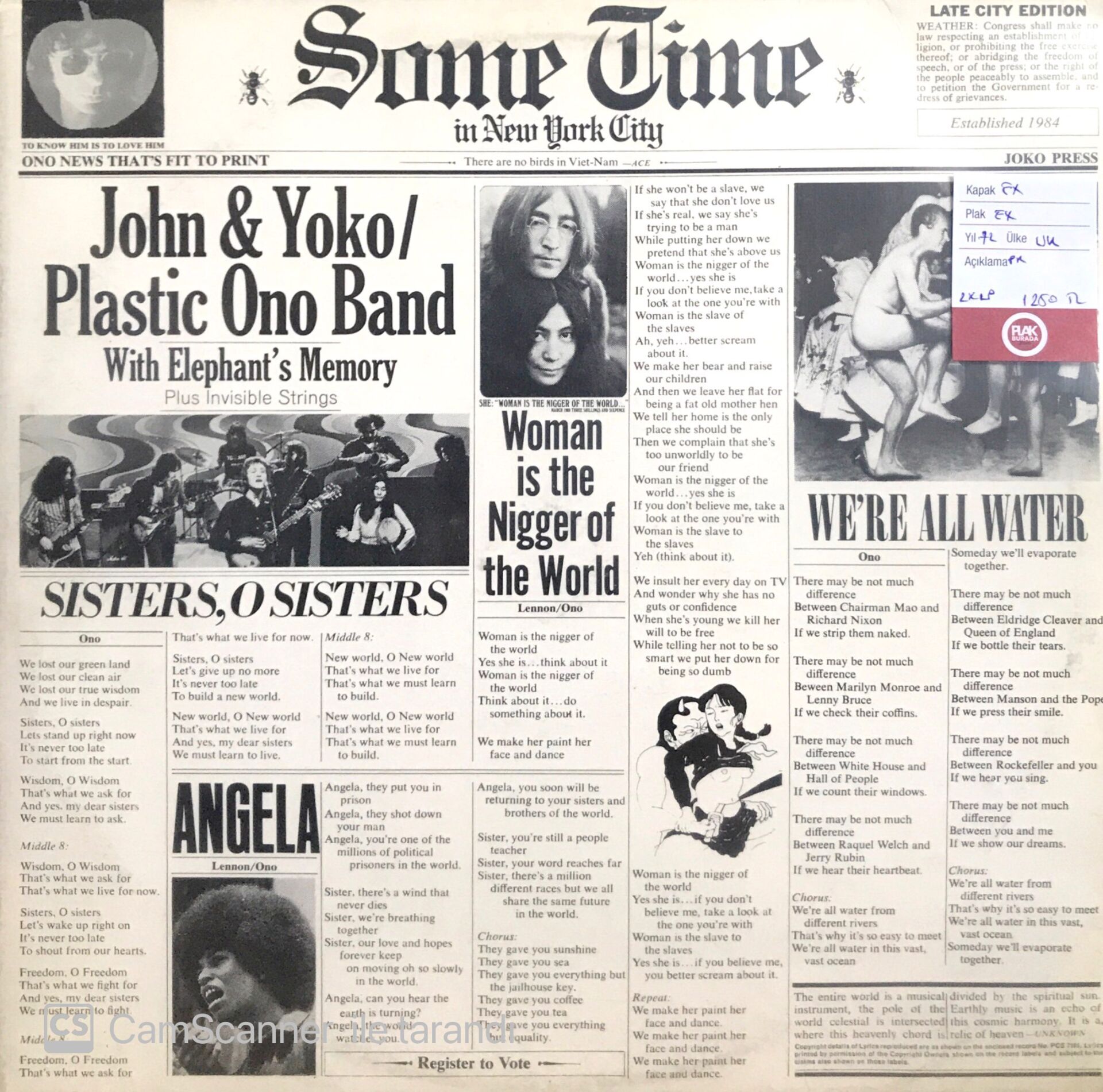 John & Yoko / Plastic Ono Band / Elephant's Memory Double LP