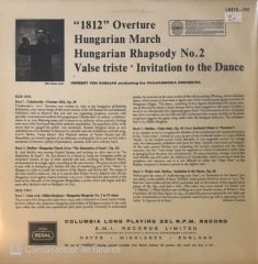 Karajan 1812 Hungarian March Hungarian Rhapsody No. 2 LP