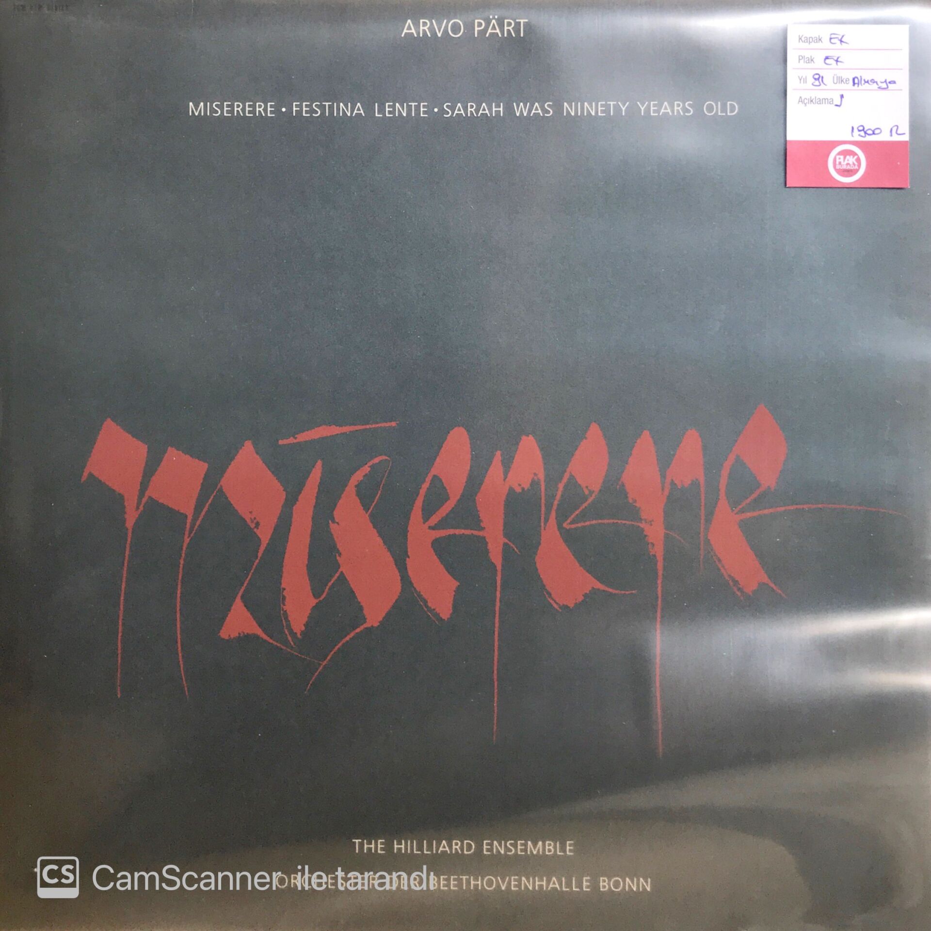 Arvo Part / Miserere LP