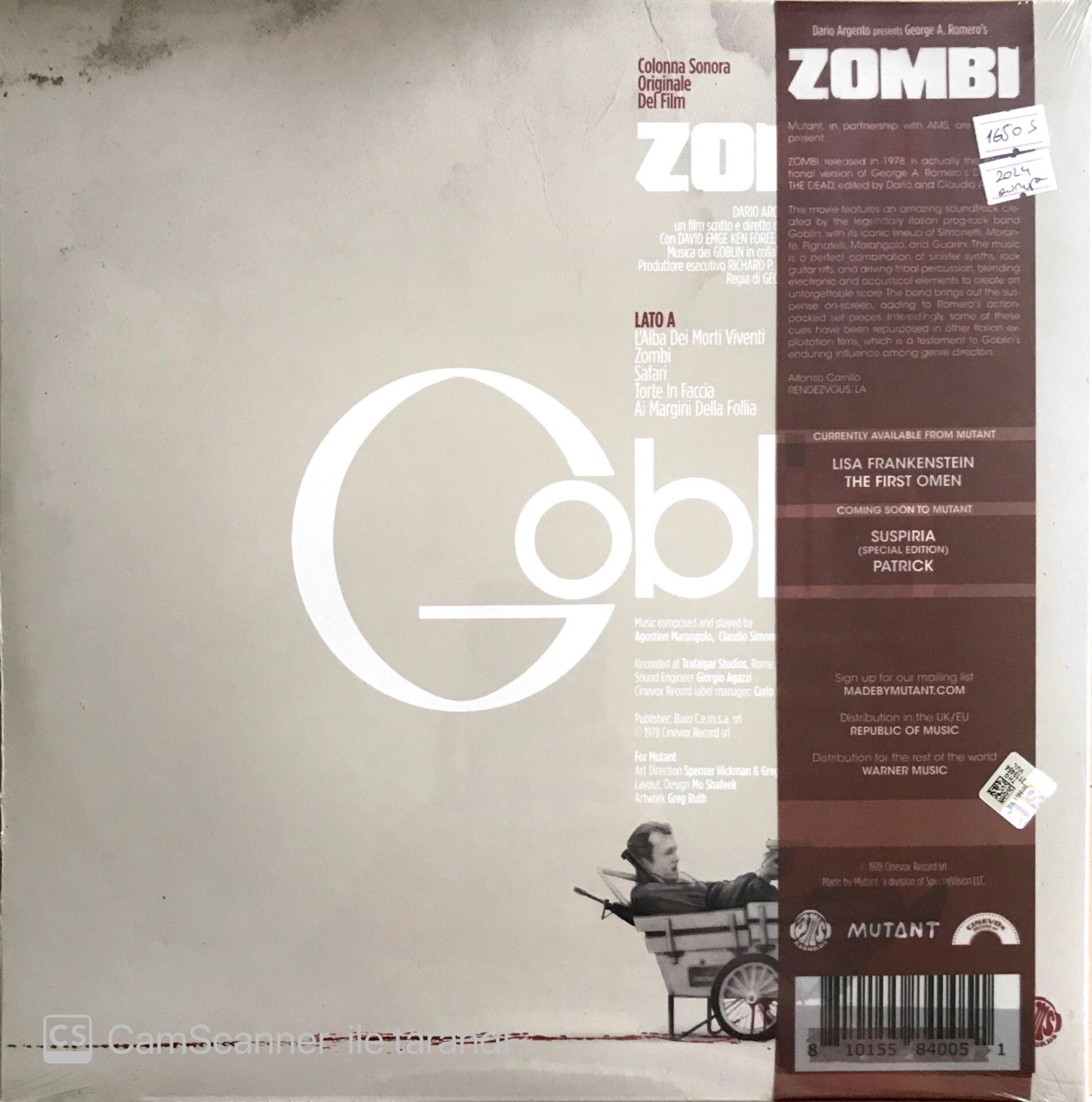 Dario Argento Presents George A. Romero's Zombi - Original Soundtrack By Goblin - LP