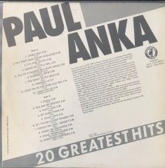 Paul Anka 20 Greatest Hits LP