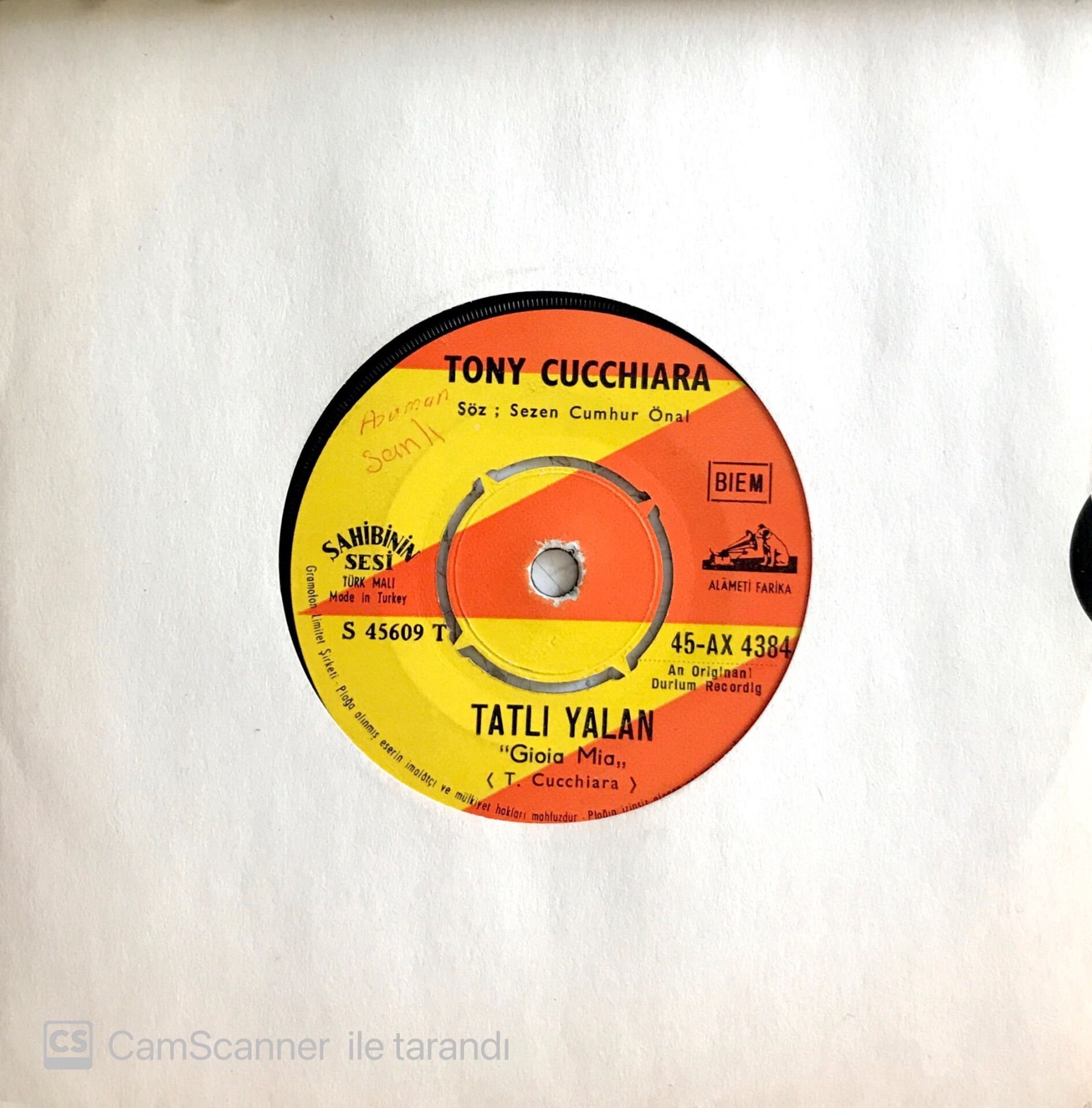 Tony Cucchiara / Tatlı Yalan ''Gioia Mia'' 45'lik