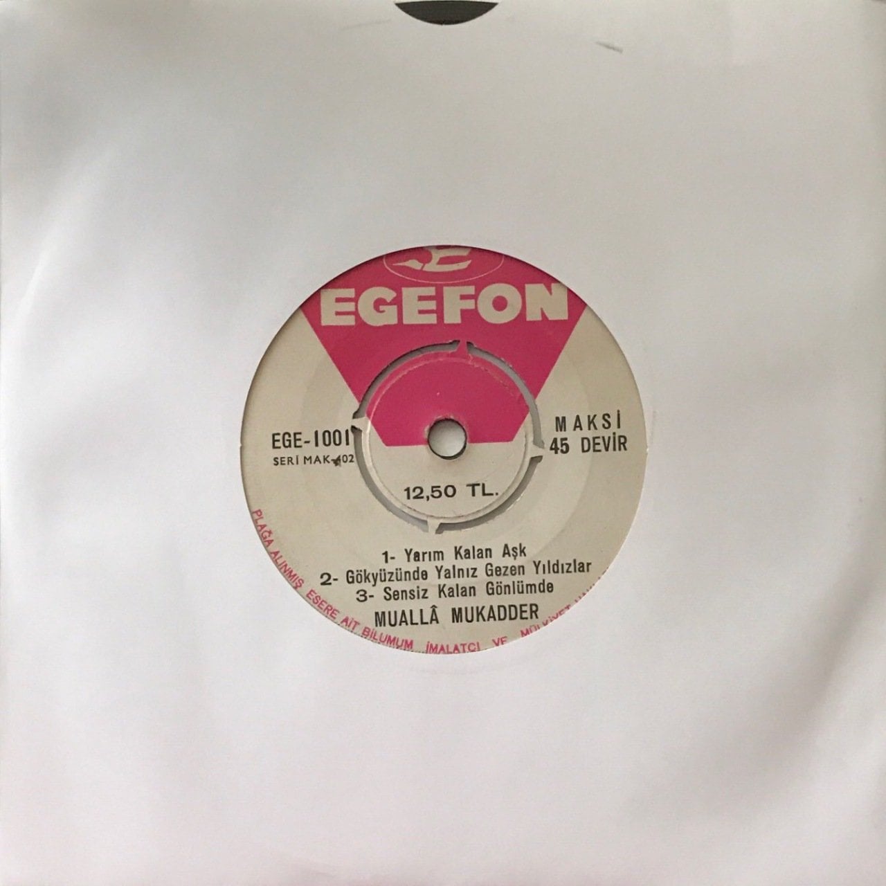 Mualla Mukadder Ben Seni Unutmak İçin Sevmedim 45lik