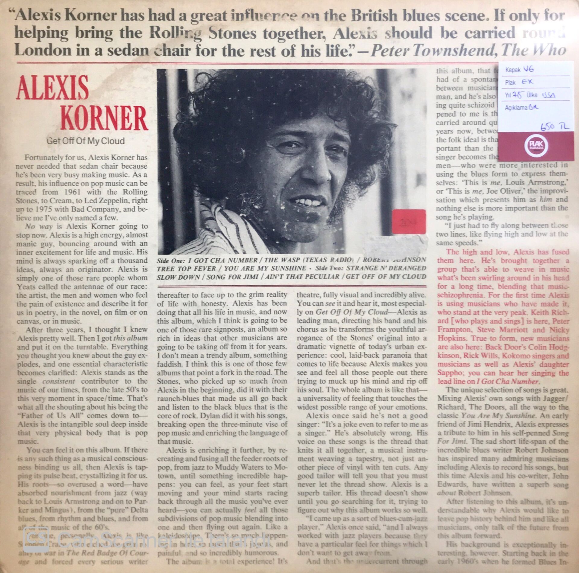 Alexis Korner / Get Off Of My Cloud LP