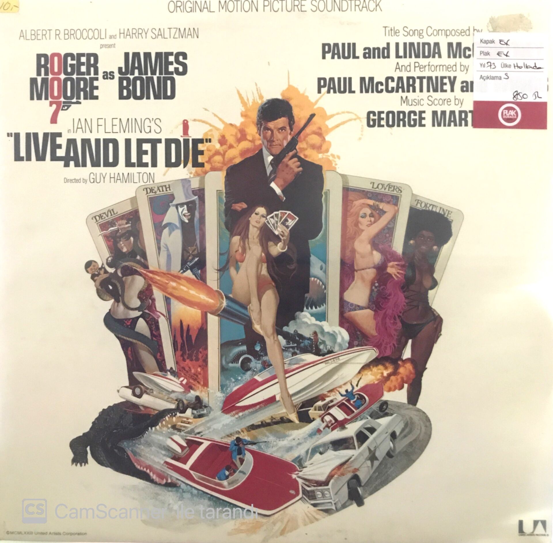 Roger Moore as James Bond 007 - 'Live And Let Die' Soundtrack LP