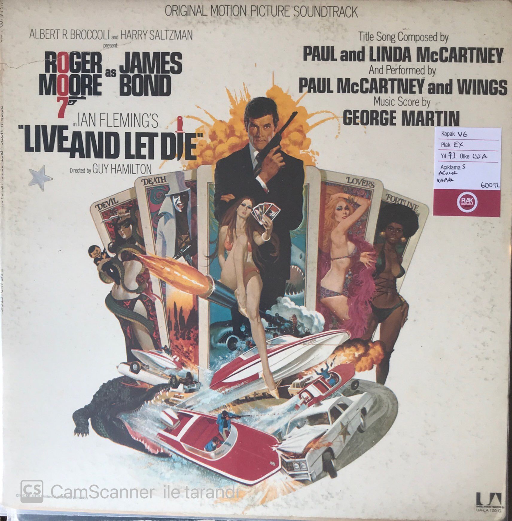 Roger Moore as James Bond 007 - 'Live And Let Die' Soundtrack LP
