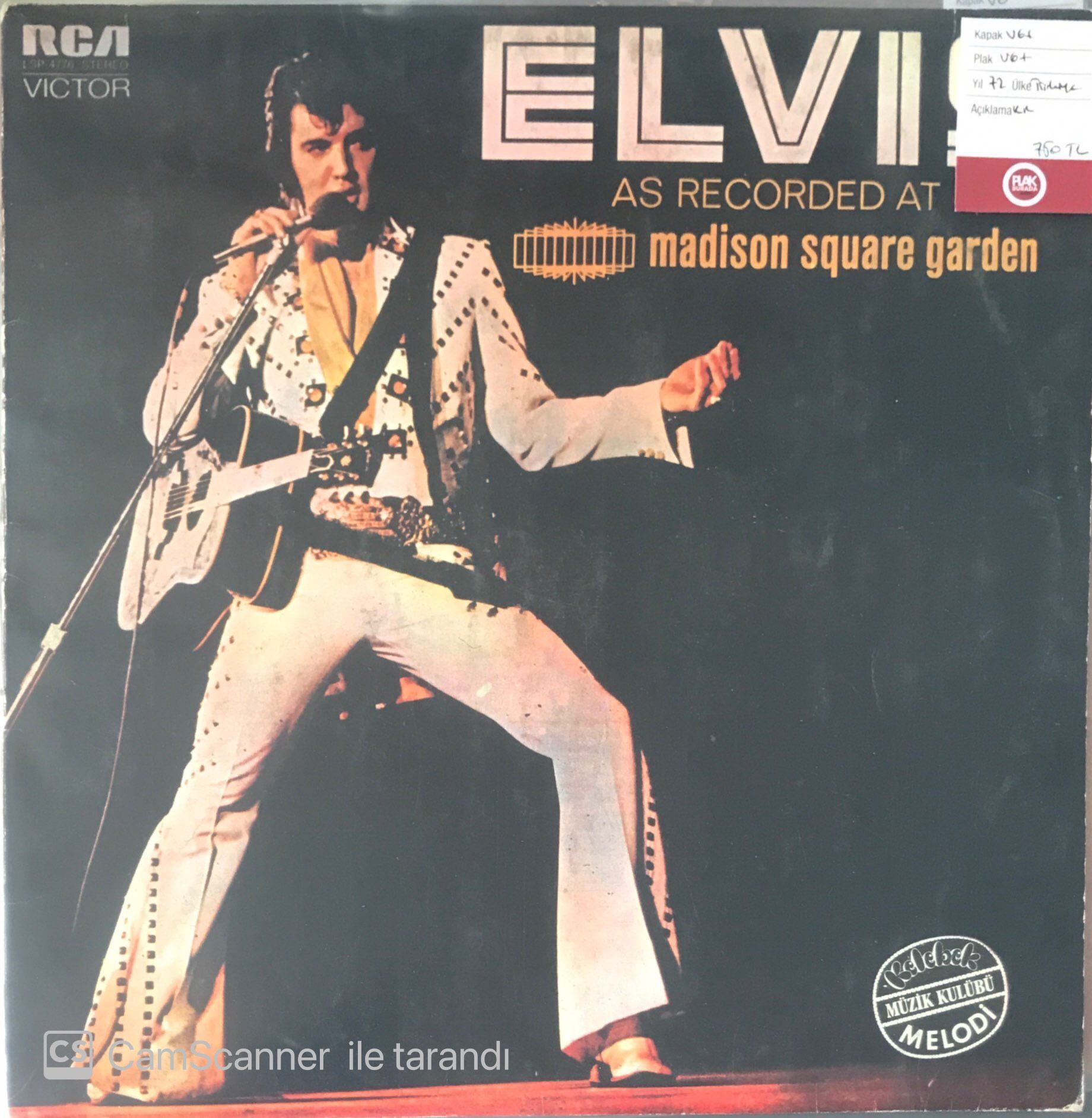 Elvis Presley As Recorded At Madison Square Garden LP