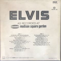 Elvis Presley As Recorded At Madison Square Garden LP
