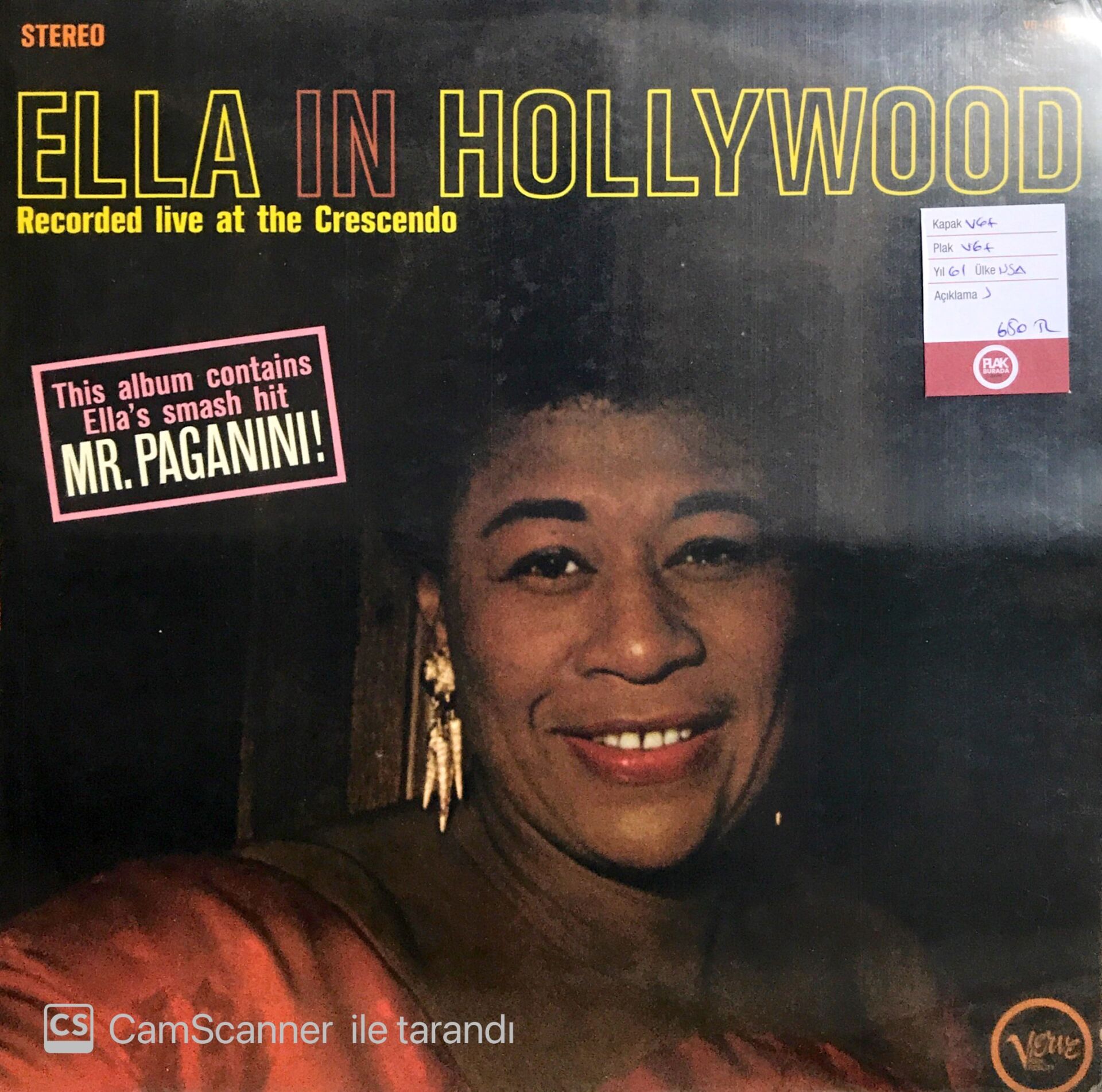 Ella Fitzgerald / Ella In Hollywood LP