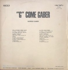 Giorgio Gaber ''G'' Come Gaber LP