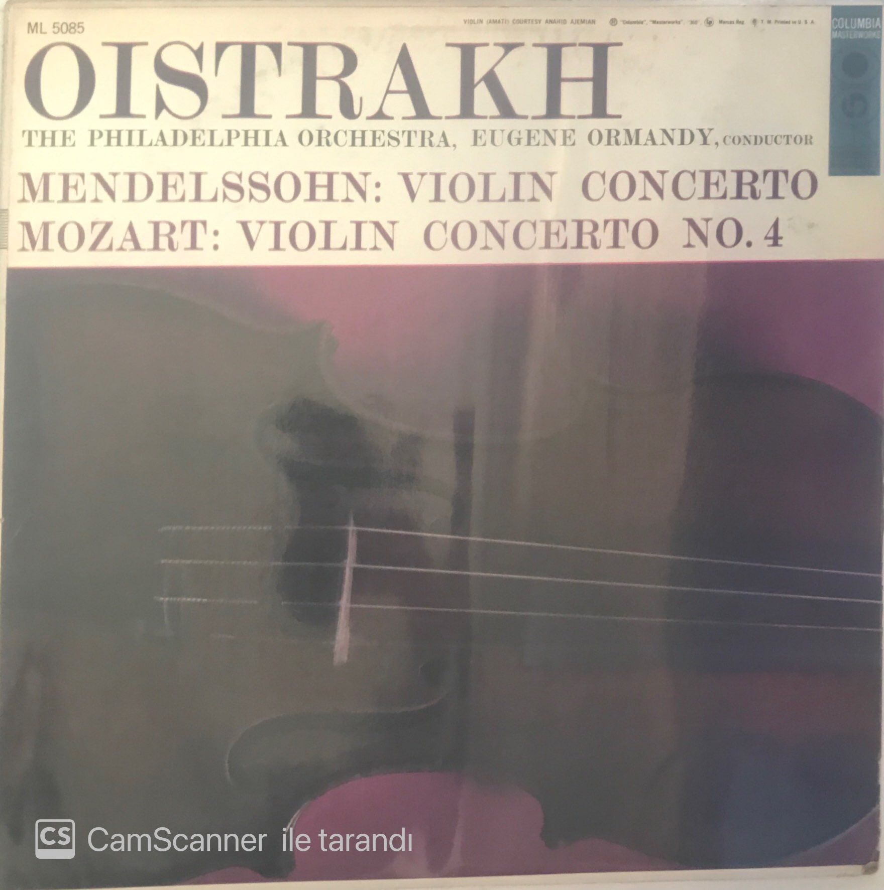 Mozart Mendelssohn Violin Concerto No. 4 Oistrakh LP