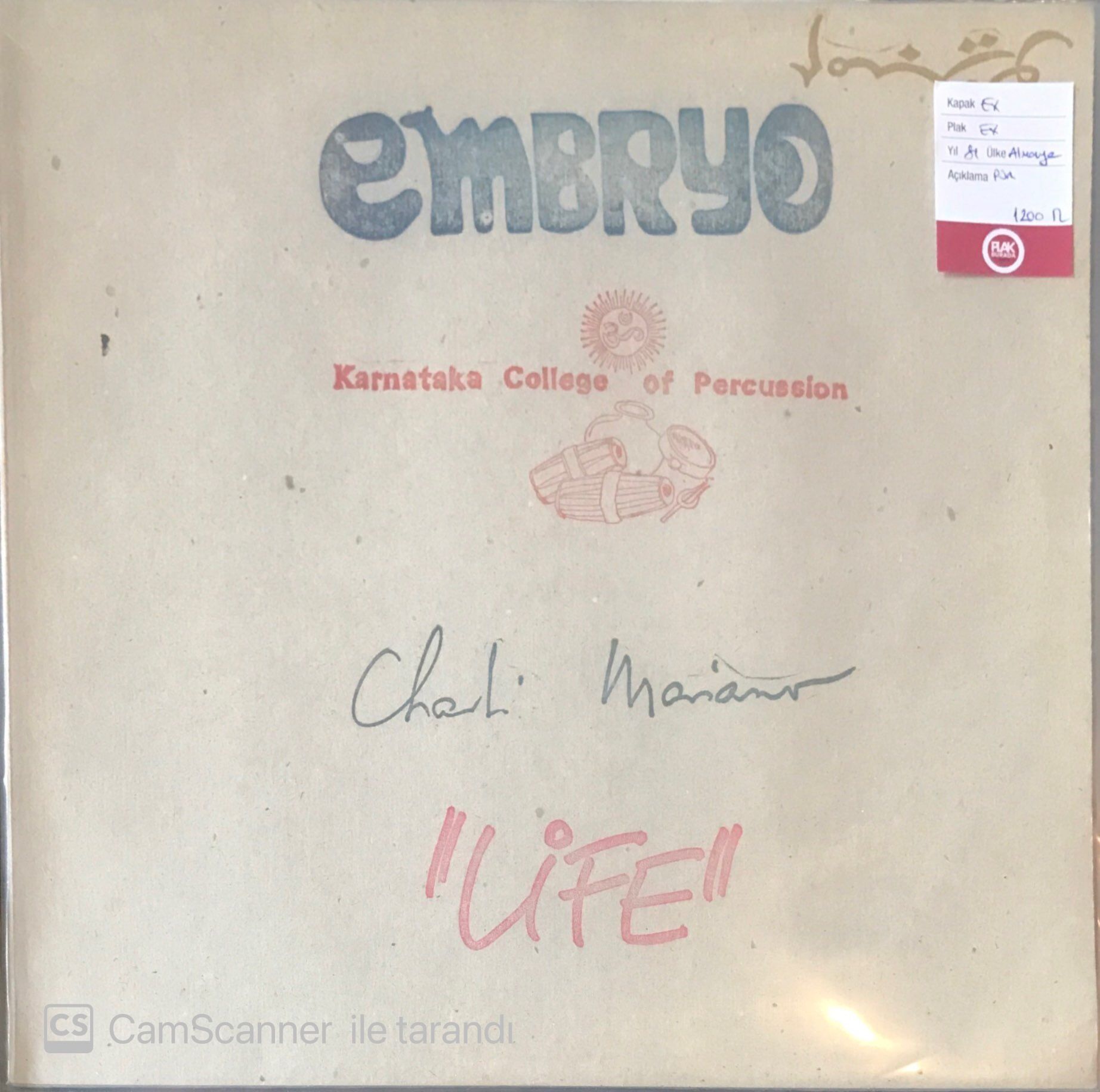 Embryo , Charlie Mariano, Karnataka College Of Percussion – Life LP