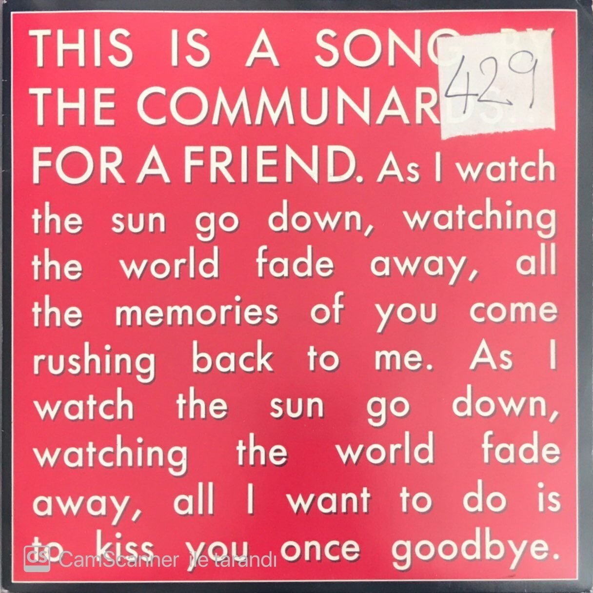 The Communards For A Friend 45lik