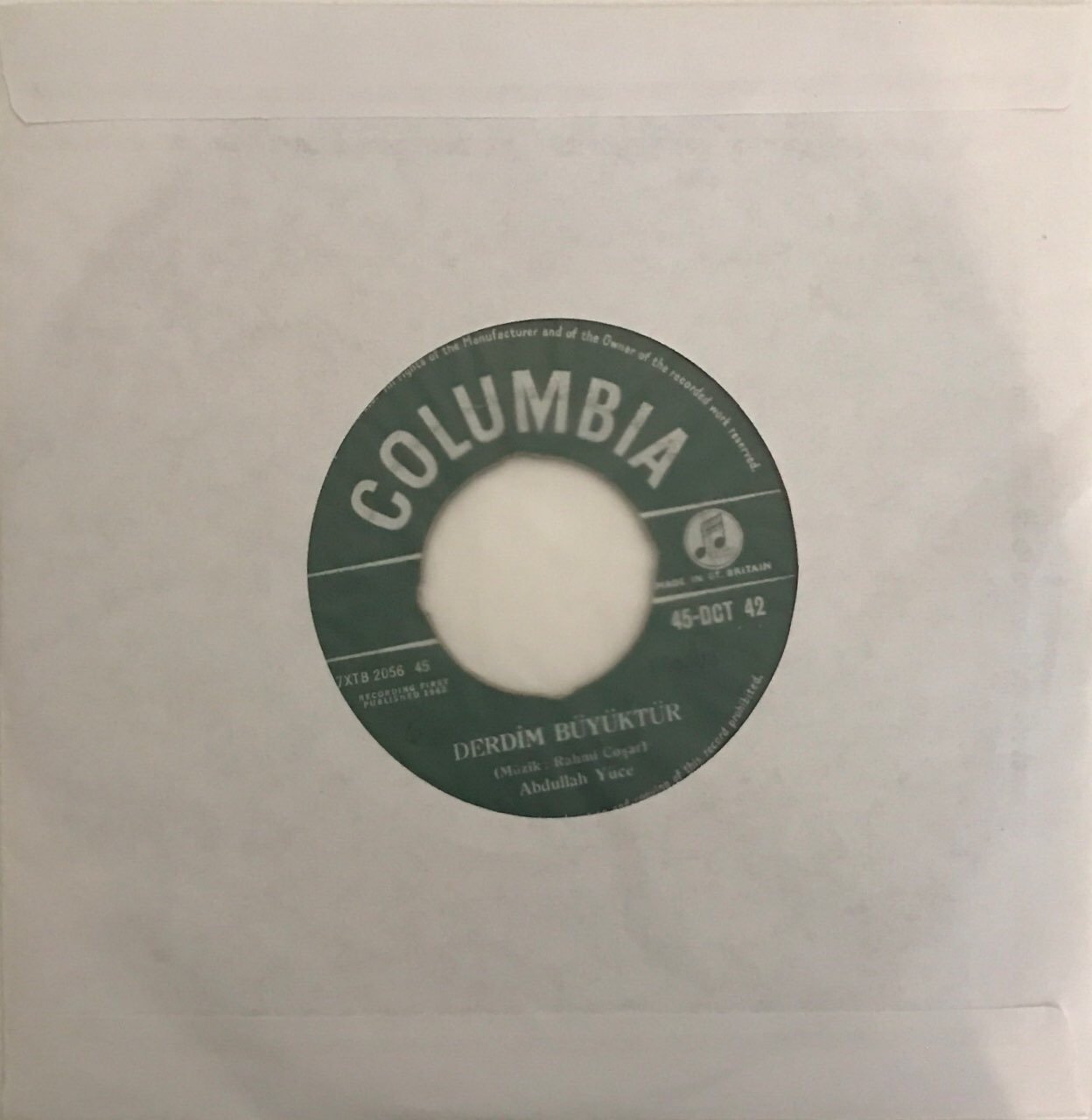 Abdullah Yüce Derdim Büyüktür 45lik