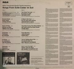 Mikis Theodorakis Basilis Papakonstantinos - Songs From Exile - Lieder Im Exil LP