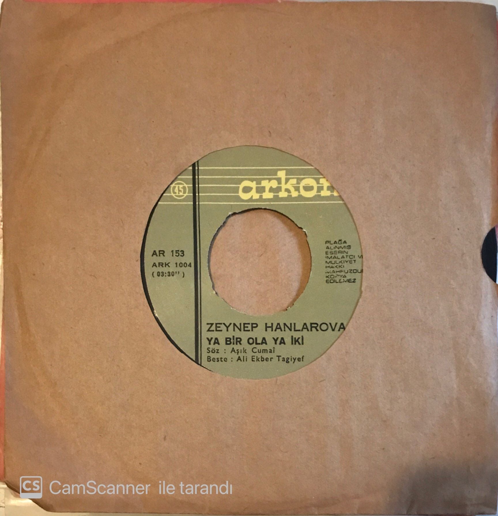 Zeynep Hanlarova - Benim Leylam 45lik