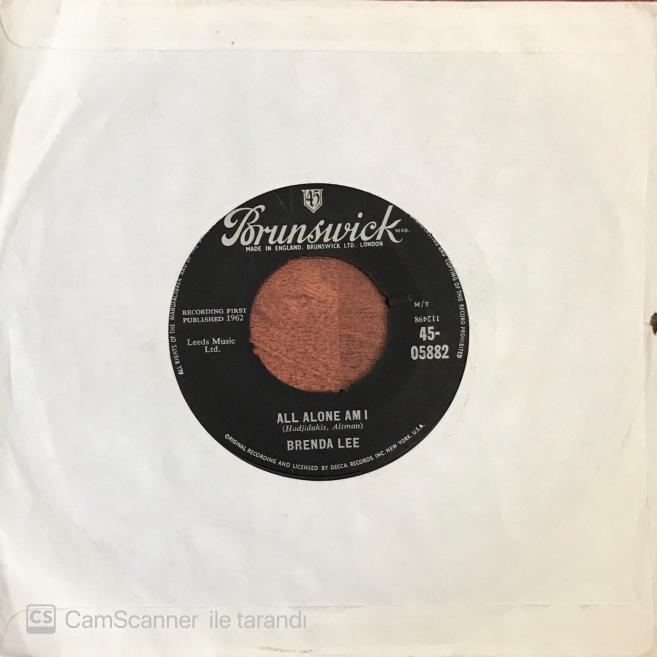 Brenda Lee All Alone Am I 45lik