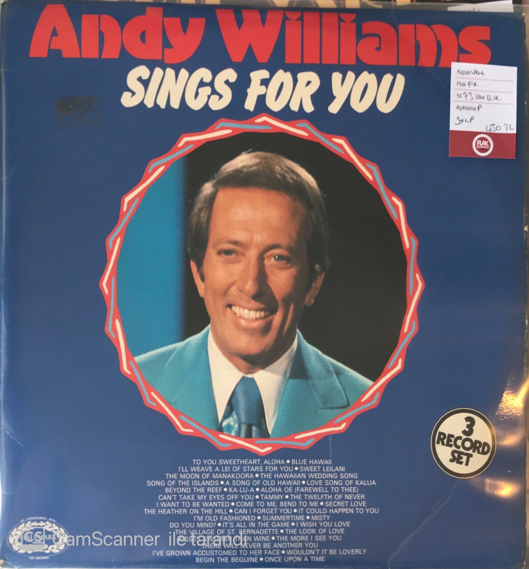 Andy Williams - Sings For You 3 LP