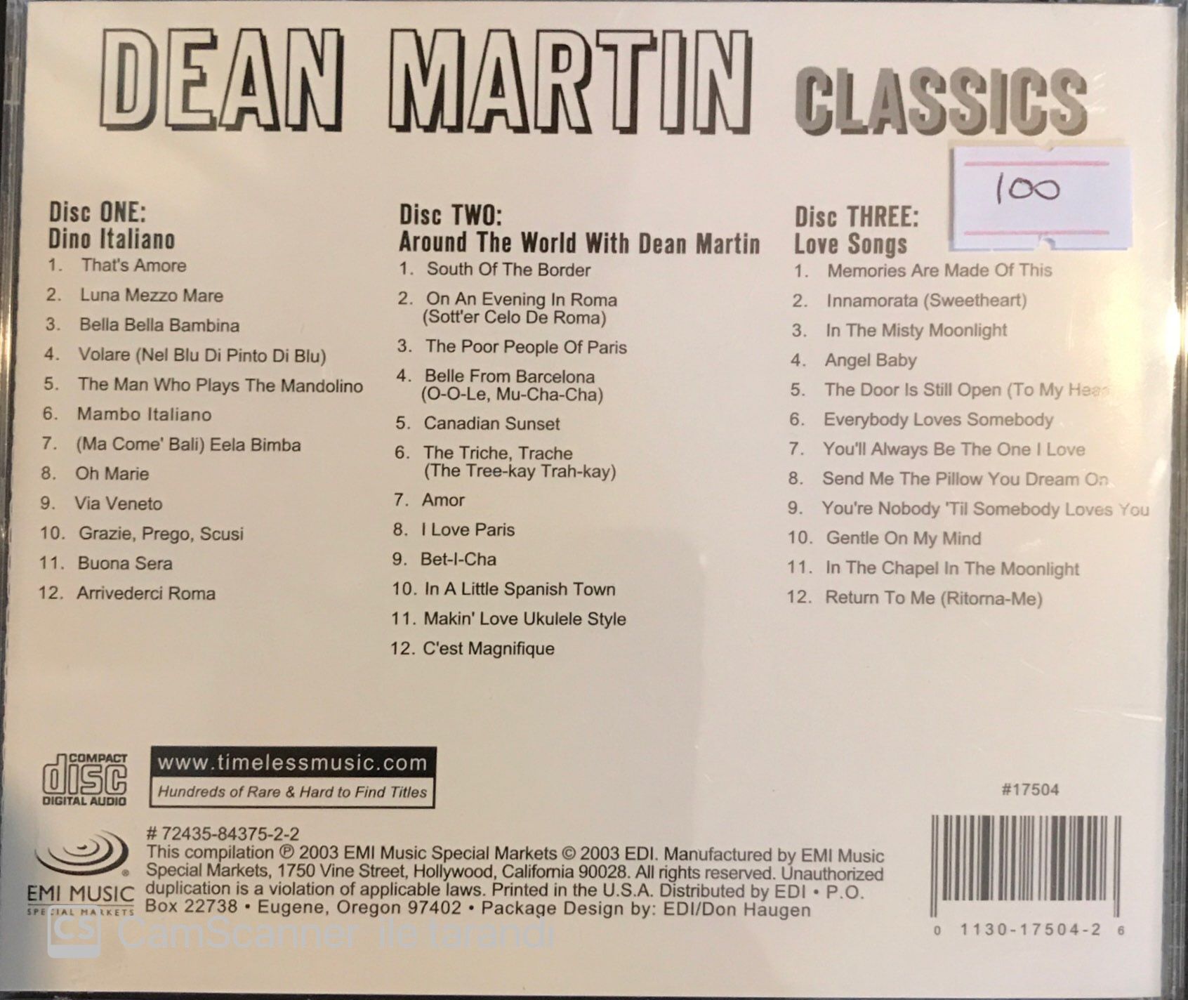 Dean Martin - Dean Martin Classics 3 CD Plak Satın Al