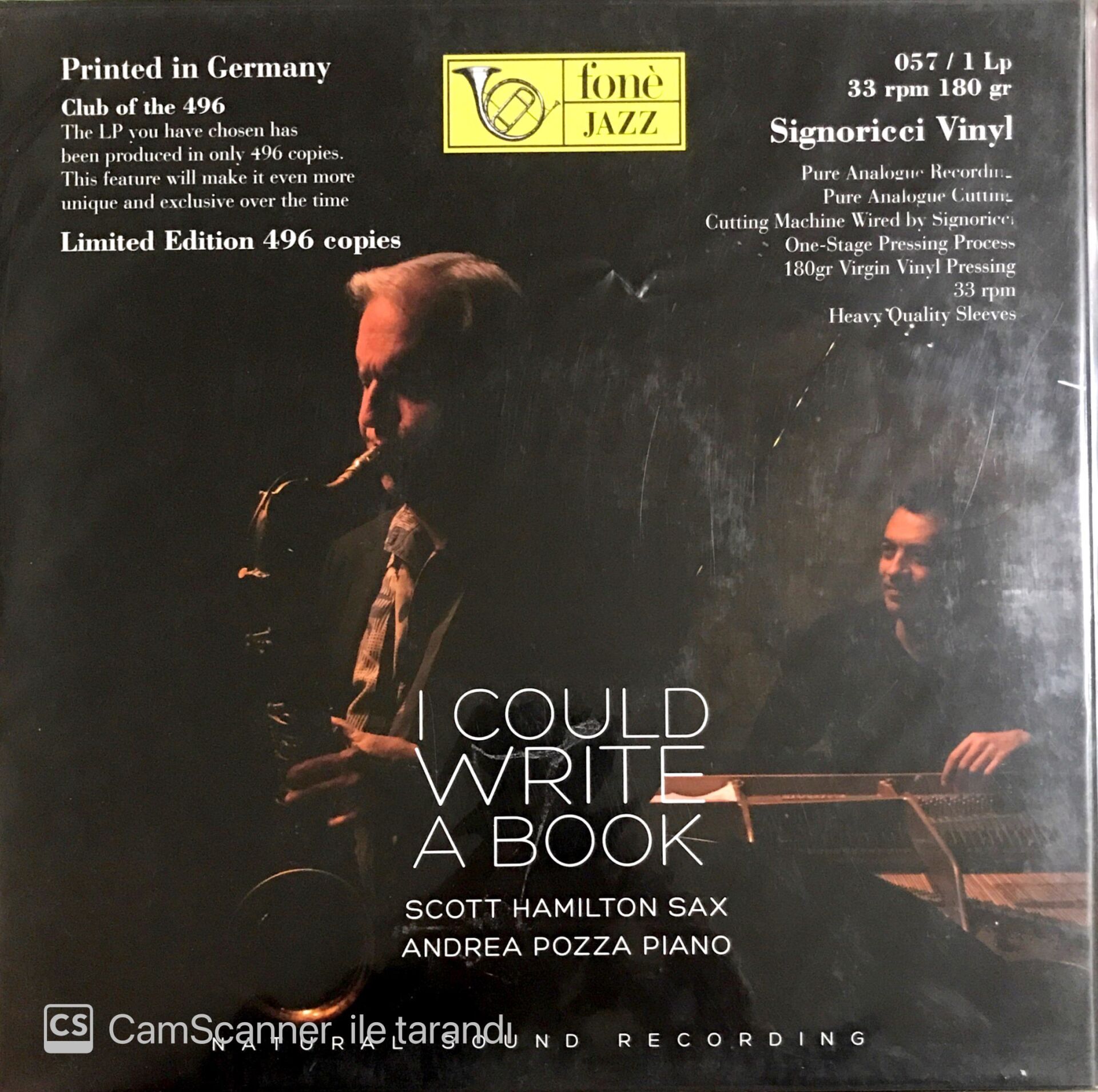 Scott Hamilton Andrea Pozza - I Could Write a Book LP